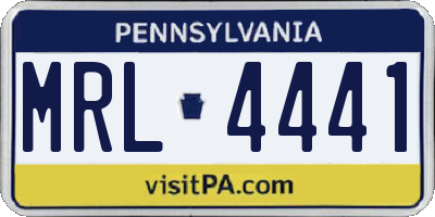 PA license plate MRL4441
