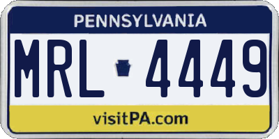 PA license plate MRL4449