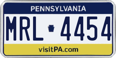 PA license plate MRL4454