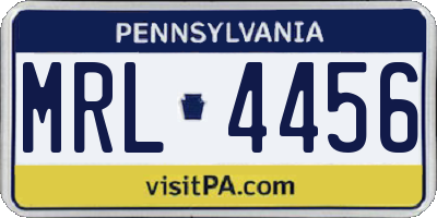 PA license plate MRL4456