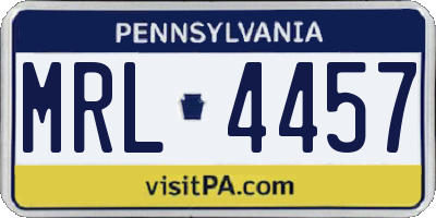 PA license plate MRL4457
