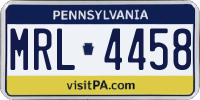 PA license plate MRL4458