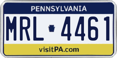 PA license plate MRL4461