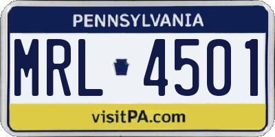 PA license plate MRL4501