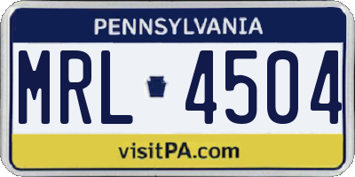 PA license plate MRL4504
