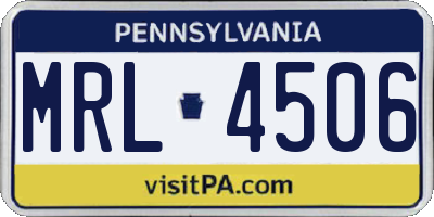 PA license plate MRL4506