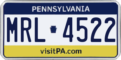 PA license plate MRL4522