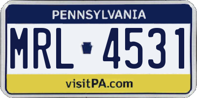 PA license plate MRL4531