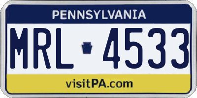 PA license plate MRL4533