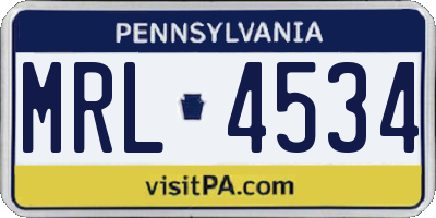 PA license plate MRL4534