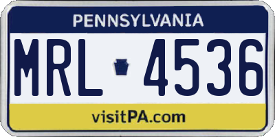 PA license plate MRL4536