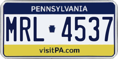 PA license plate MRL4537