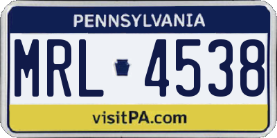 PA license plate MRL4538
