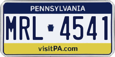 PA license plate MRL4541
