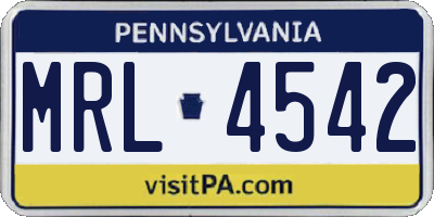 PA license plate MRL4542
