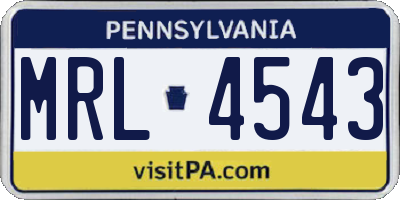 PA license plate MRL4543