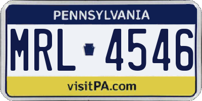PA license plate MRL4546