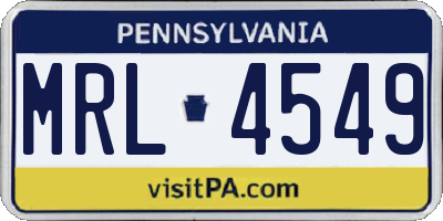 PA license plate MRL4549