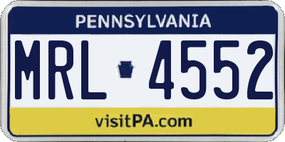PA license plate MRL4552