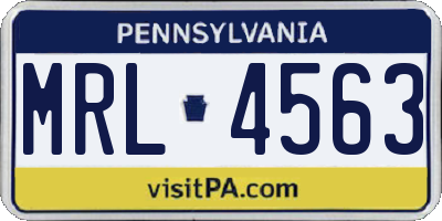 PA license plate MRL4563