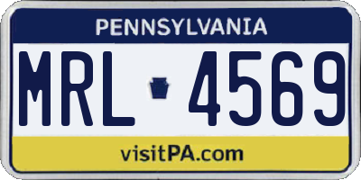 PA license plate MRL4569