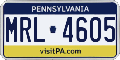 PA license plate MRL4605