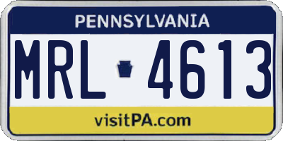 PA license plate MRL4613