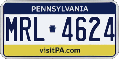 PA license plate MRL4624