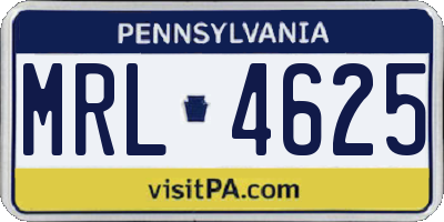 PA license plate MRL4625