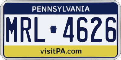PA license plate MRL4626