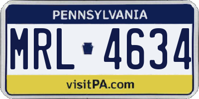 PA license plate MRL4634
