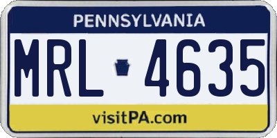 PA license plate MRL4635