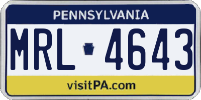 PA license plate MRL4643