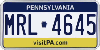PA license plate MRL4645