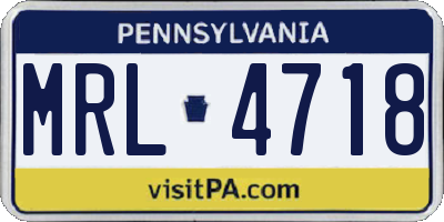 PA license plate MRL4718