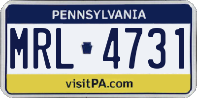 PA license plate MRL4731