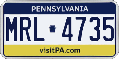 PA license plate MRL4735