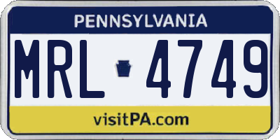PA license plate MRL4749