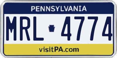 PA license plate MRL4774