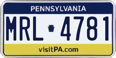 PA license plate MRL4781