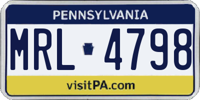 PA license plate MRL4798