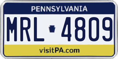 PA license plate MRL4809