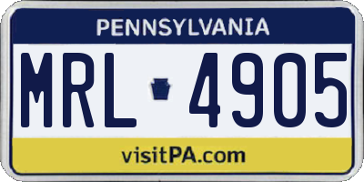 PA license plate MRL4905