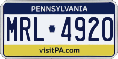 PA license plate MRL4920