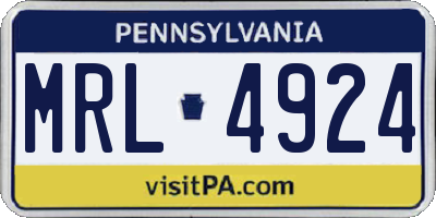 PA license plate MRL4924