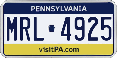 PA license plate MRL4925