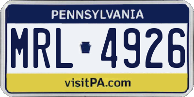 PA license plate MRL4926