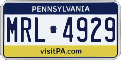 PA license plate MRL4929