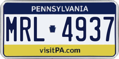 PA license plate MRL4937
