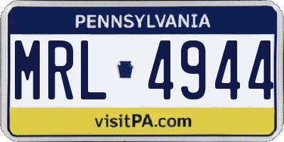 PA license plate MRL4944